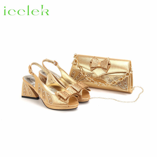 Nuevo diseño de zapatos y bolso de mujer Peep Toe