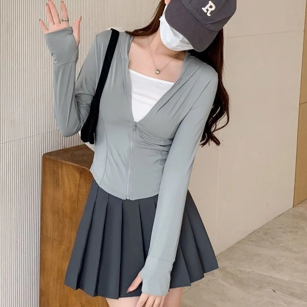 NEW Summer Women's Stand Collar Yoga Sun Protection Jacket, Anti-UV Slim Lightweight Sun Shirt for Outdoor Sports & Daily Wear