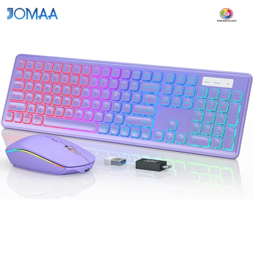 Wireless Keyboard and Mouse Combo Backlit ,Rechargeable Full-Size Illuminated Wireless Keyboard and Mouse Set, 2.4Ghz Keyboard