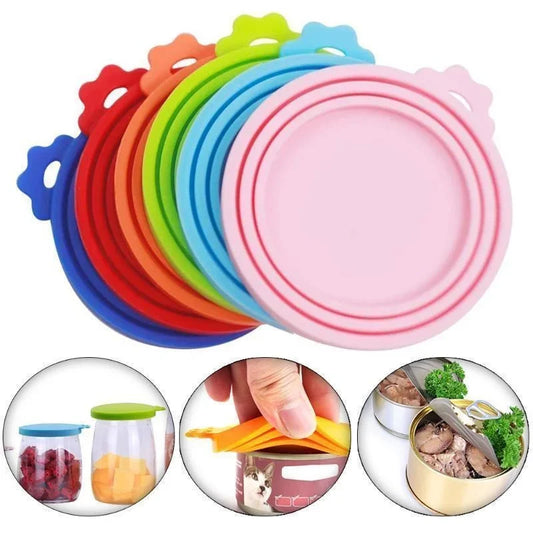 Tapa de silicona 3 en 1 para latas de comida para mascotas