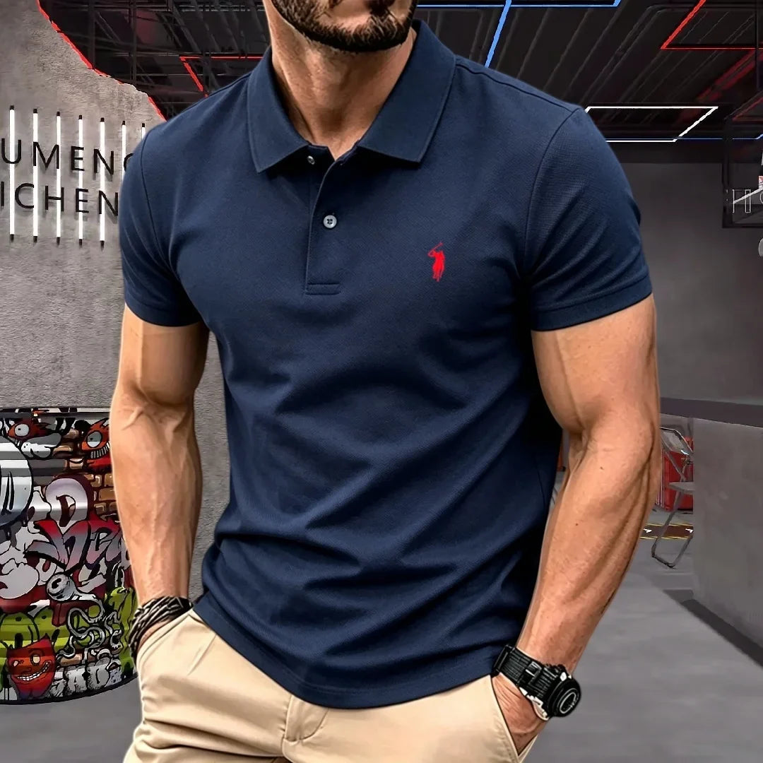 100% Pure Cotton High-End Brand Men's Short Sleeve Polo Shirt Summer