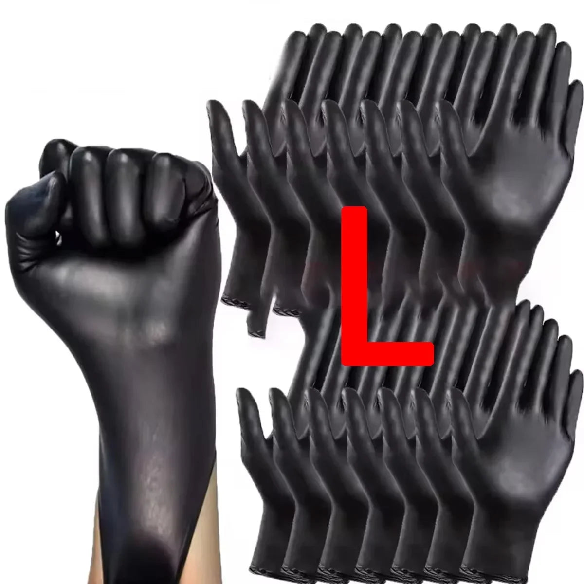100/50/20/10pcs Black Nitrile Gloves Thickened Disposable Cleaning Hairdressing Gloves Waterproof Household Industrial Gloves