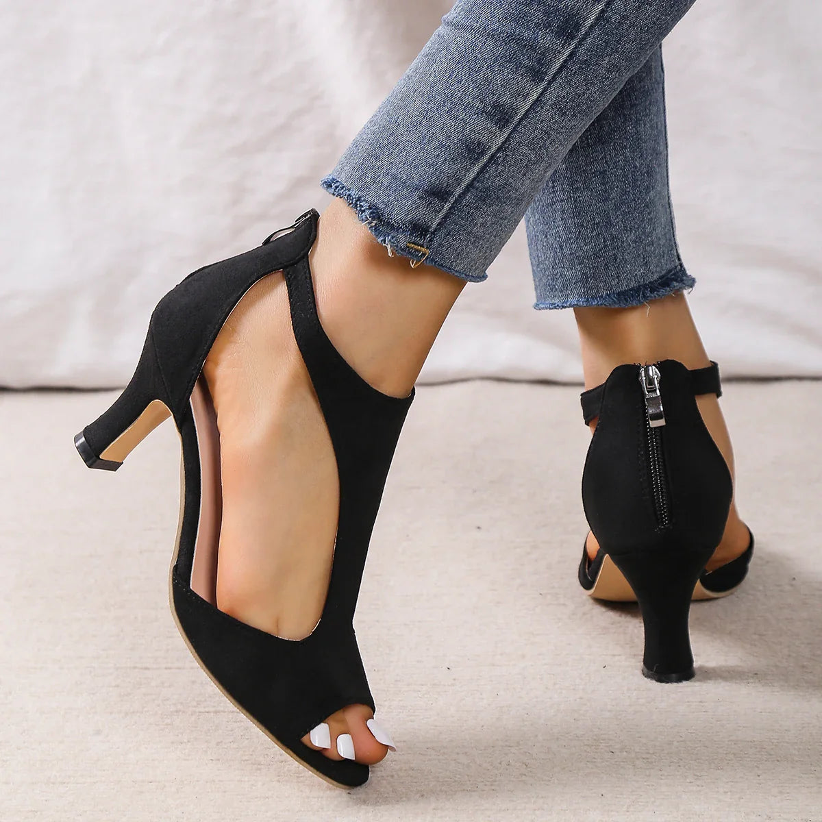 Zapatos de Tacón de Cuero