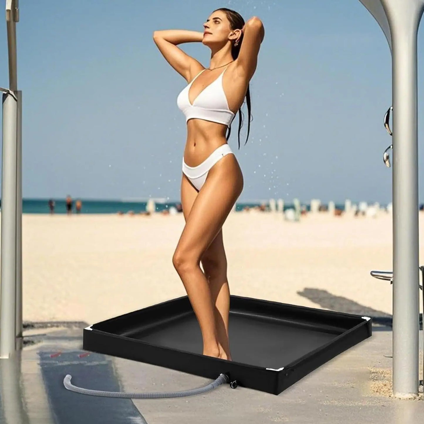 Camping Shower Tent Floor Base Outdoor Tent Shower Tray Folding Shower Pan Pets Shower Basin Base For Camping Travel Awning