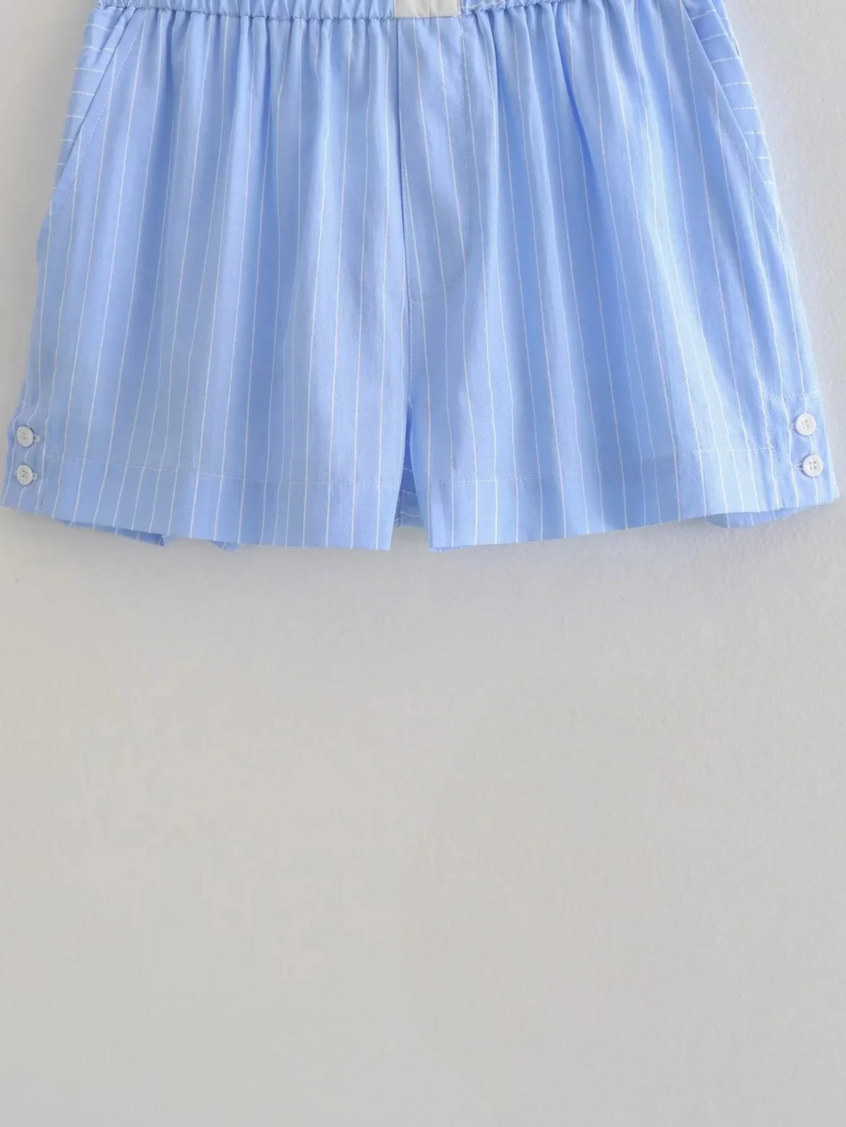 Foridol Stripes Crop Top+shirt 2 Pcs Outfits Women Casual Summer Autumn Casual Set Blue Matching Set Shorts Set Female Suit