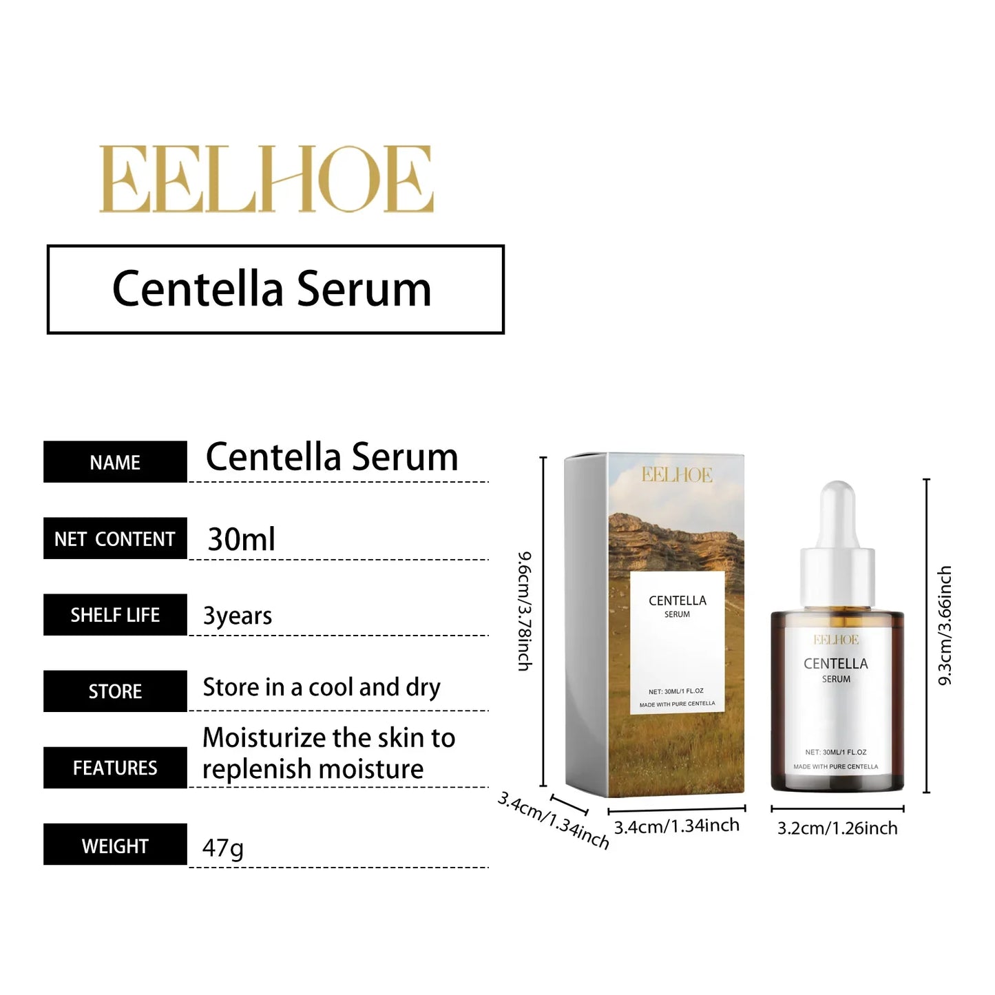 Centella Serum Nourish Improvement Dry Skin Smoothing Tightening Brightening Moisturizing Hyaluronic Acid Face Essence Skin Care