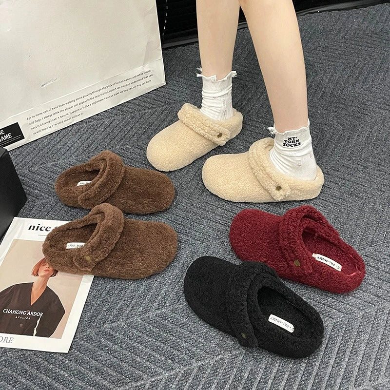 🩴 Pantuflas planas de algodón con forro polar para invierno