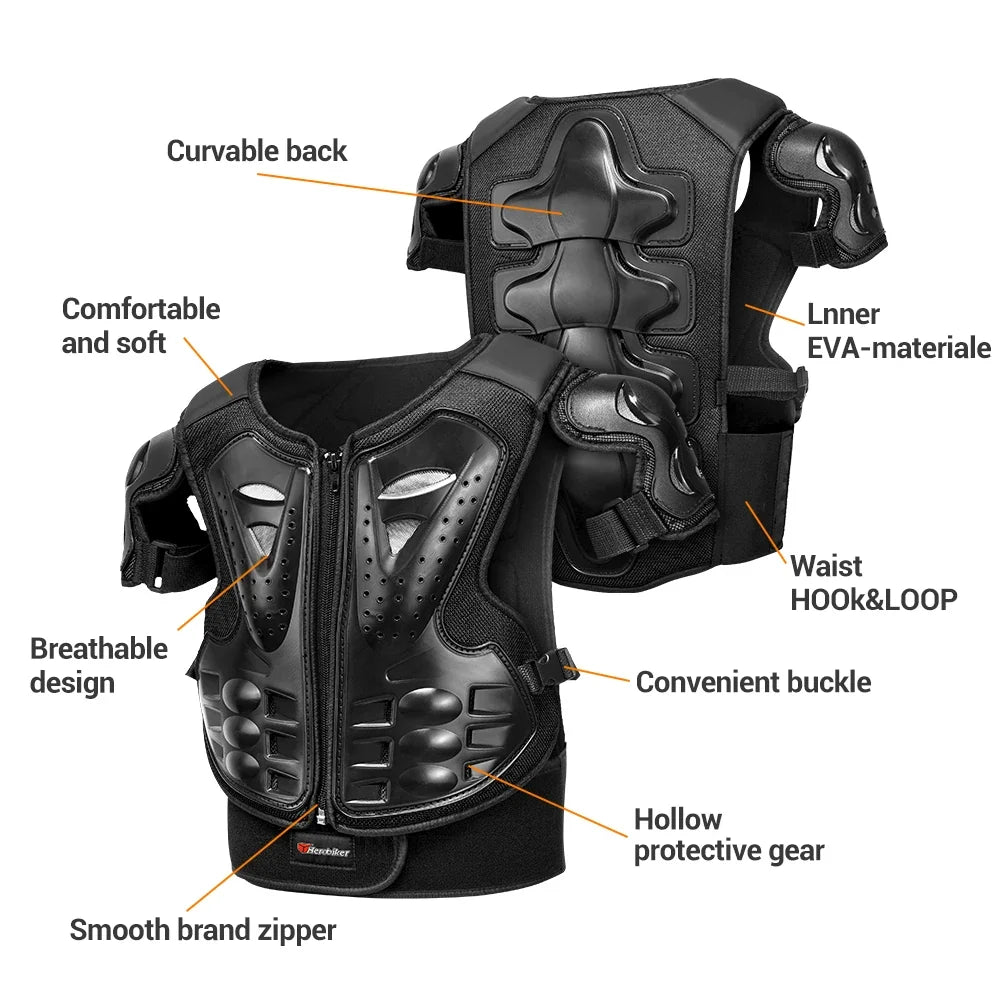 Kid's Motorcycle Armor Vest Protection Motocross Body Armor Jacket Protective Armors Riding Kneepads Moto Full Armor Children