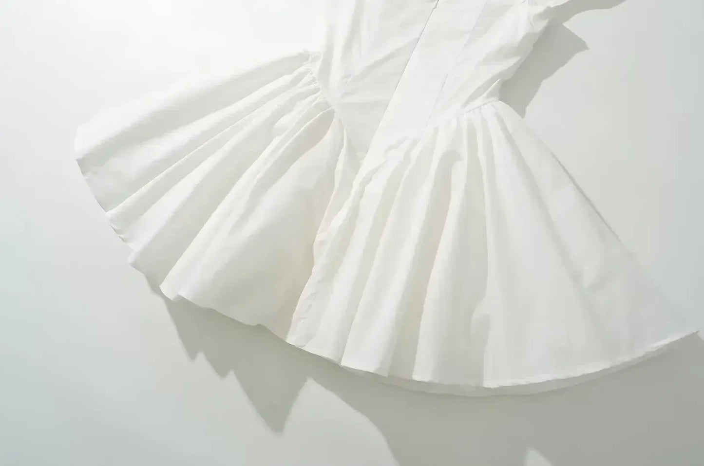 YENKYE Summer Women Sexy Fit And Flare White Mini Dresses Short Sleeve Low Waist Elegant Party Dress Ladies Bridesmaids Robe