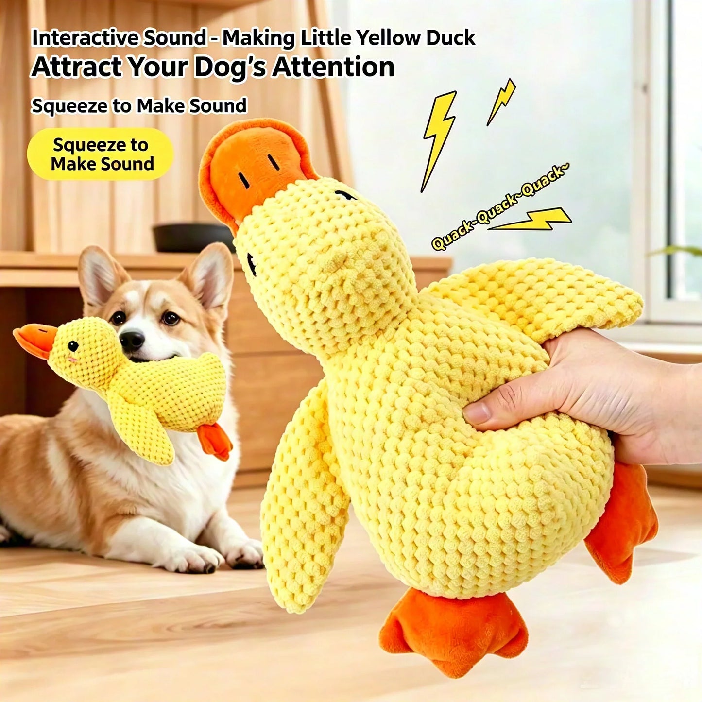 1/3pcs Yellow Duck Dog Toy Chew Resistant Interactive Pet Plush Toy