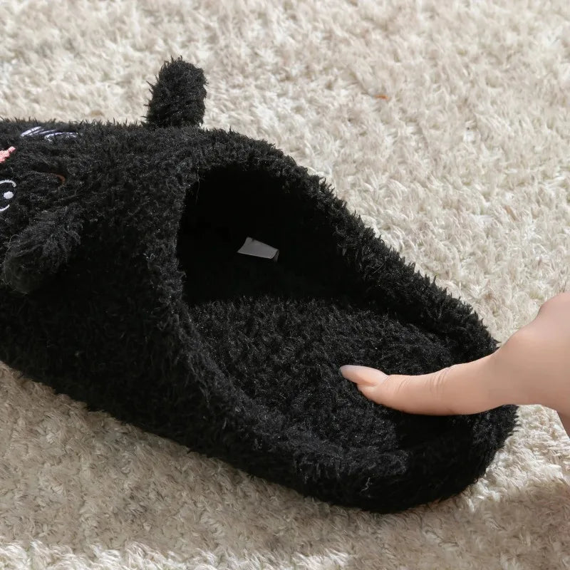 Non-Slip Soft Plush Cat Slippers for Women Men Unisex Warm Fleece House Slippers Indoor Floor Shoes Autumn Winter Home Comfort
