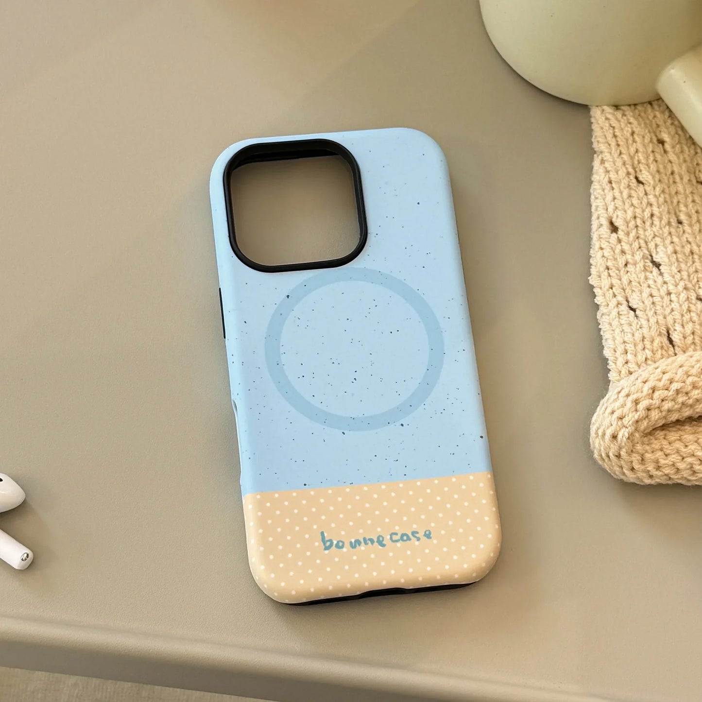 Korean Splash-ink Polka Dot Splicing Magnetic Phone Case For iPhone