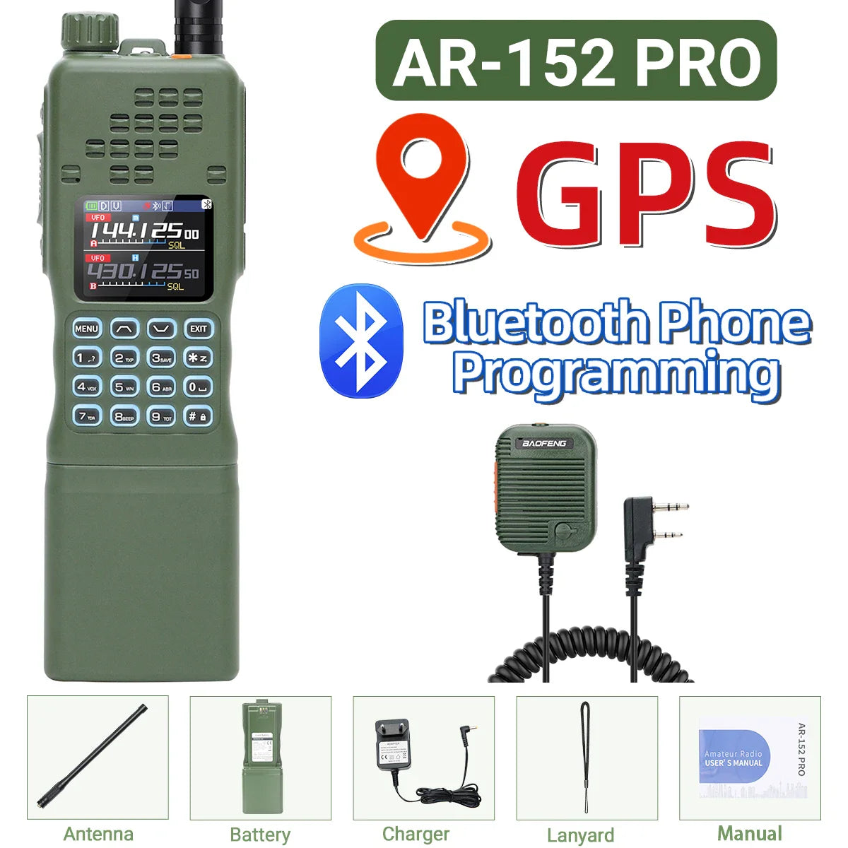BAOFENG AR-152 PRO 10W GPS Bluetooth Programación