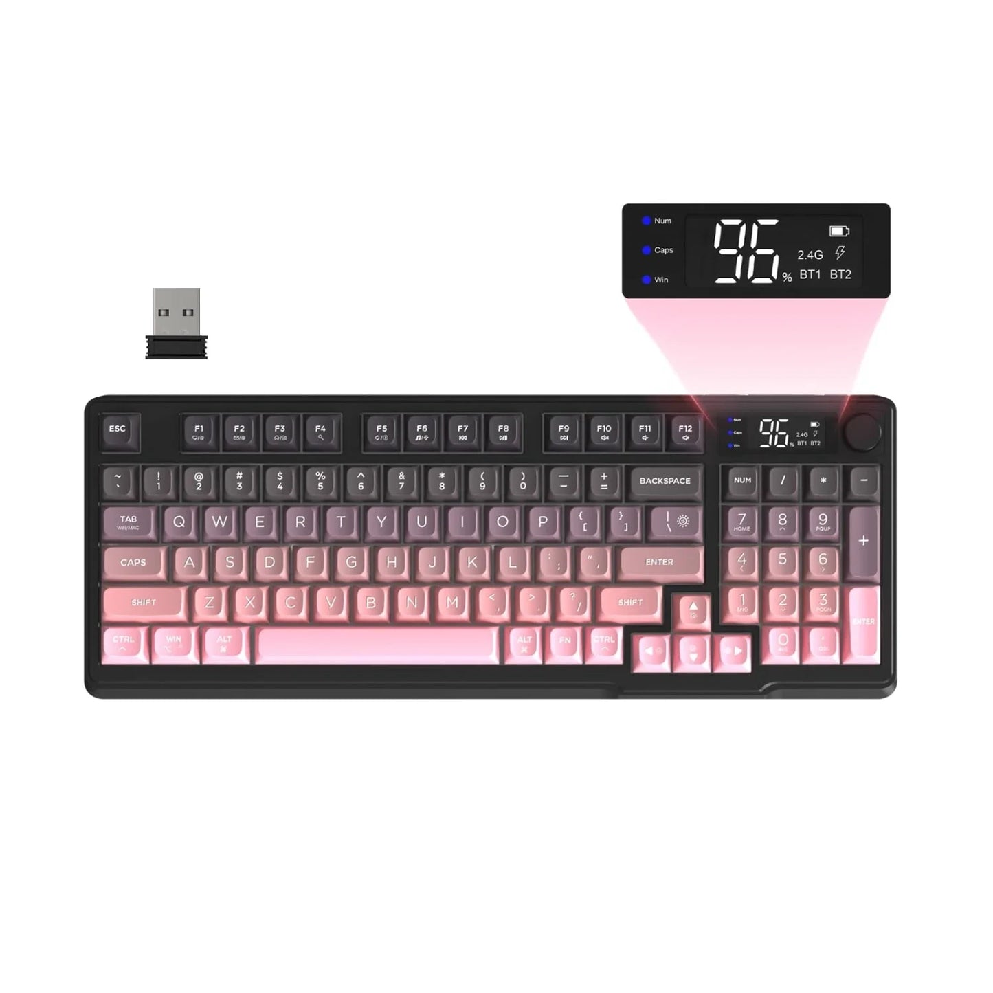 M96 Wireless Keyboard and Mouse Set, Bluetooth&2.4G, Smart Screen, 96 Keys, RGB, Silent Keyboard Mouse Combo