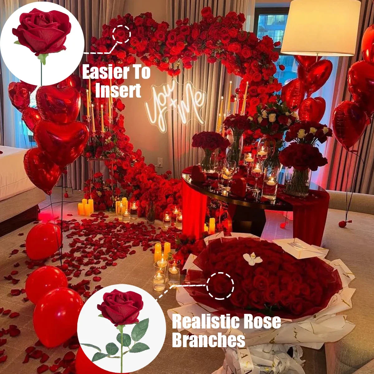 18-300pcs Artificial Rose Flowers Velvet Red Roses Artificial Flowers