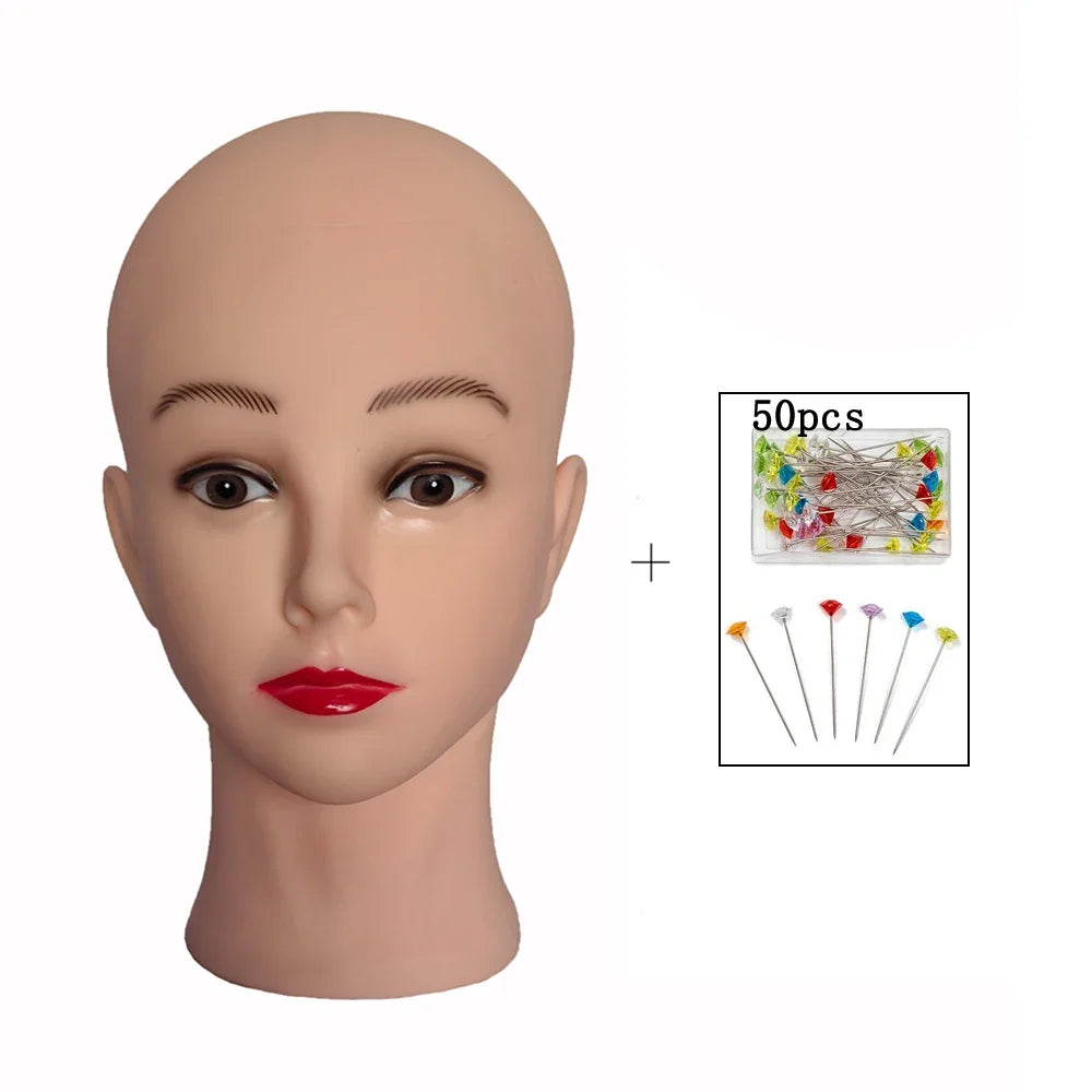 Professional Makeup Doll Head Bald Manikin Model For Making Wigs Styling Caps Hairdressing Hat Headwear Display Stand