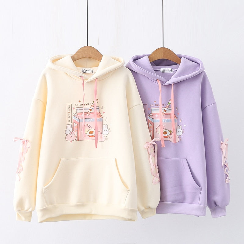Sudadera con capucha Conejos de leche de durazno