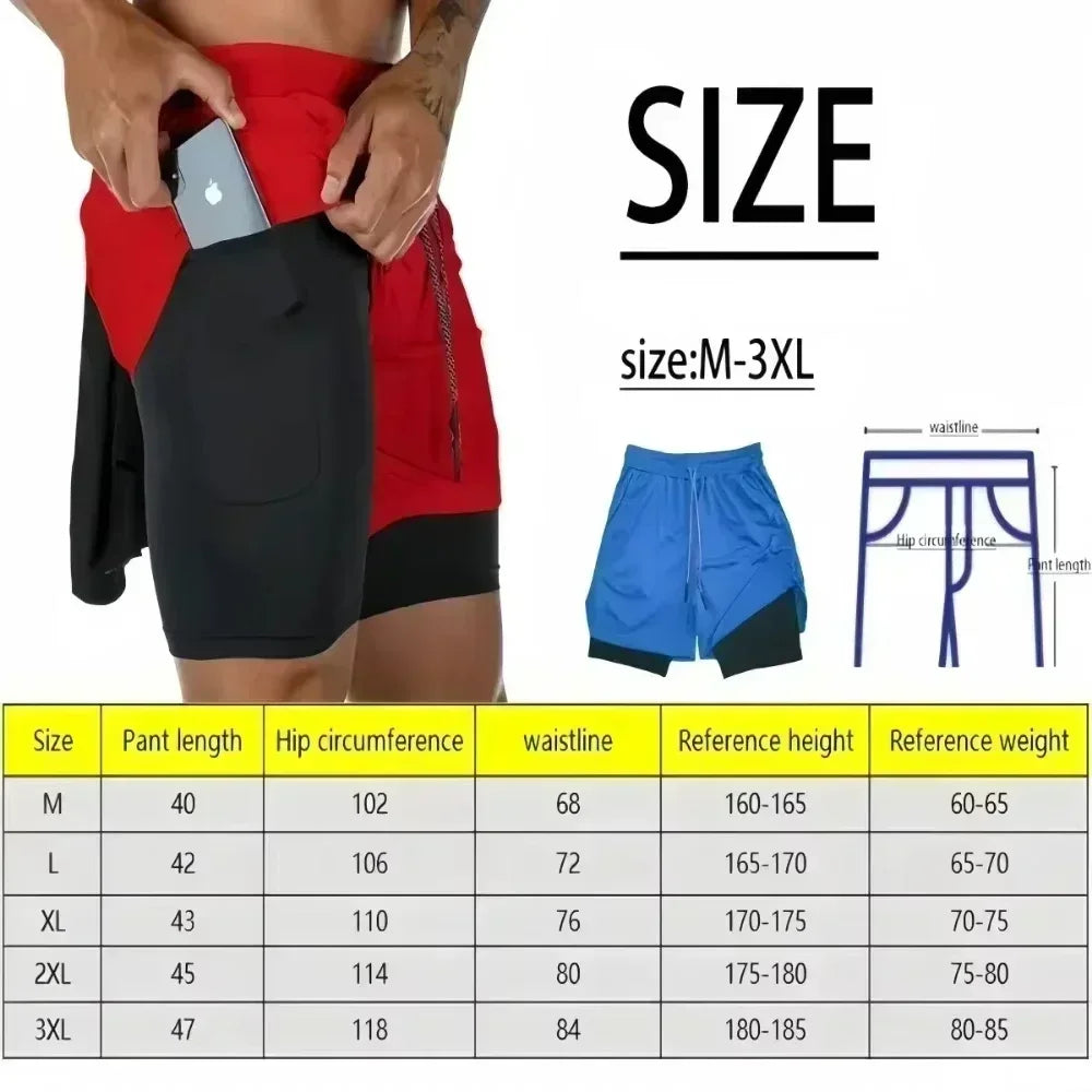 Dragon Ball Men's Double-layer Shorts Son Goku Summer Japanese Anime Fake Two-piece Sports Fitness Quick-drying Shorts