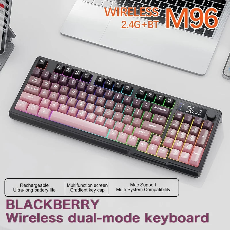 M96 Bluetooth Keyboard Wireless FREEWOLF Screen Gaming Keyboard Electronic Screen Multi-Device Connection Ergonomics Gaming