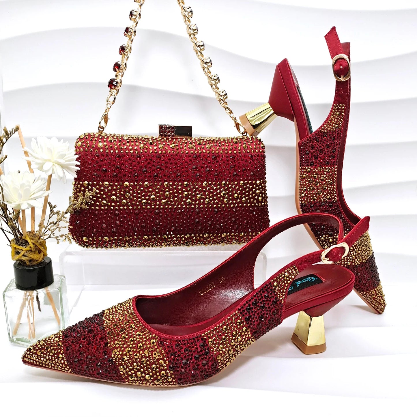 Conjunto de Zapatos y Bolsos para Mujer de Estilo Africano de Alta Calidad ED125