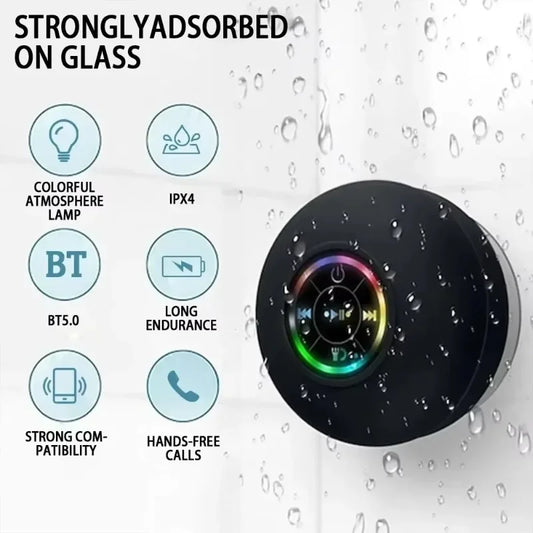 SOUNDCRASH | IPX4 Wall-Stick Chaos Blaster – LED Mini Bluetooth Shower Speaker for Degenerates on Tour