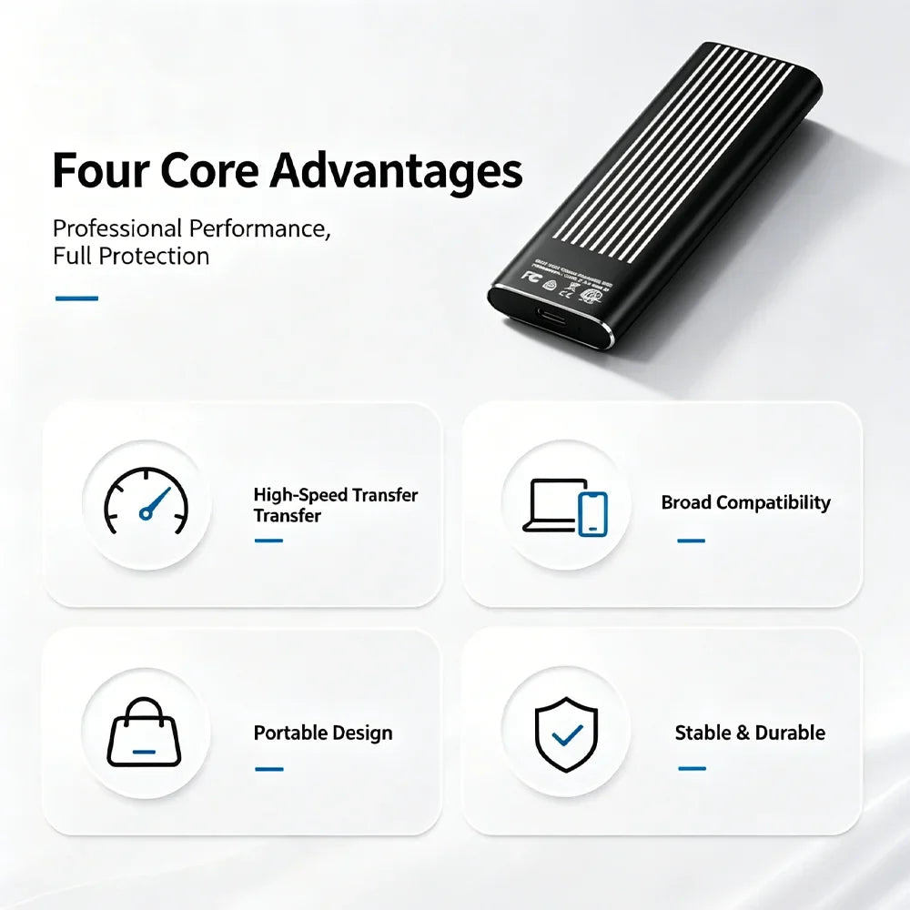 High Speed External Portable SSD 6TB 12TB Plug and Play Mobile Hard Drive Compatible with Windows IOS Android DevicesHigh Speed