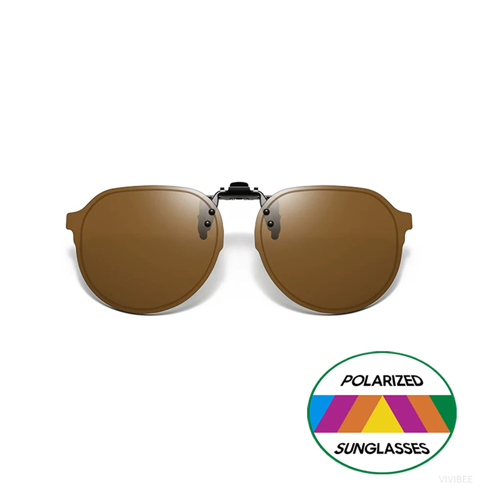 VIVIBEE Flip Up Clip on Sunglasses Polarized Men Driving Women Fishing UV400 Night Vision Sun Glasses Clips Universal Goggles