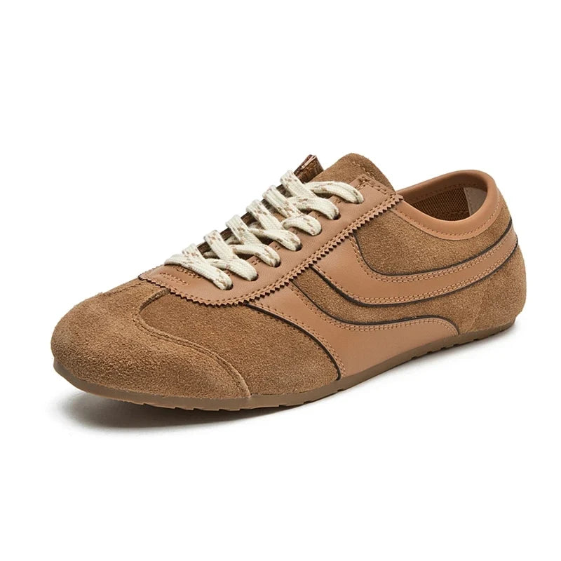 German Training Shoes Women 2026 New Genuine Leather Women Sneakers Flat Lace-up Retro Large Size Forrest Gump Shoes Women