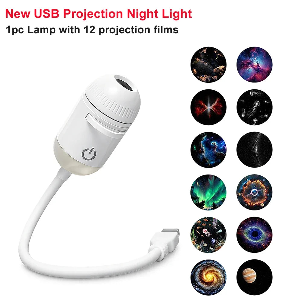 Romantic LED Starry Sky Night Light USB Powered Saturn Galaxy Projector Lamp for Car Roof Party Room Ceiling Decor Plug and Play