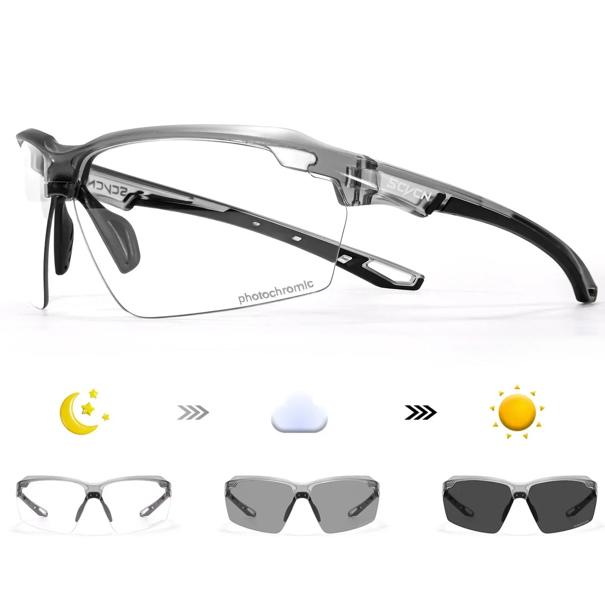 SCVCN New Photochromic Sunglasses Men Outdoor Cycling Glasses Bike MTB Road Bicycle UV400 Goggles Women Sports Hiking Glasses