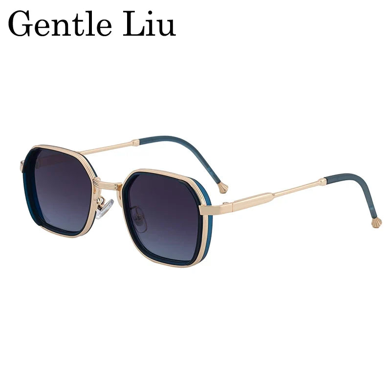 2026 Vintage Steampunk Square Sunglasses Men Polygon Small Metal Frame Sun Glasses Punk Black Eyewear For Male Driving Shades