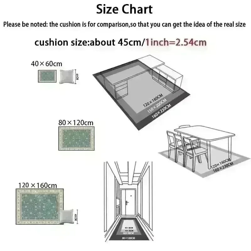 Retro Nordic Ethnic Style Flowers Carpet Living Room Sofa Bedroom Study Kitchen Entrance Rug Non-slip Light Luxury Decor Mat