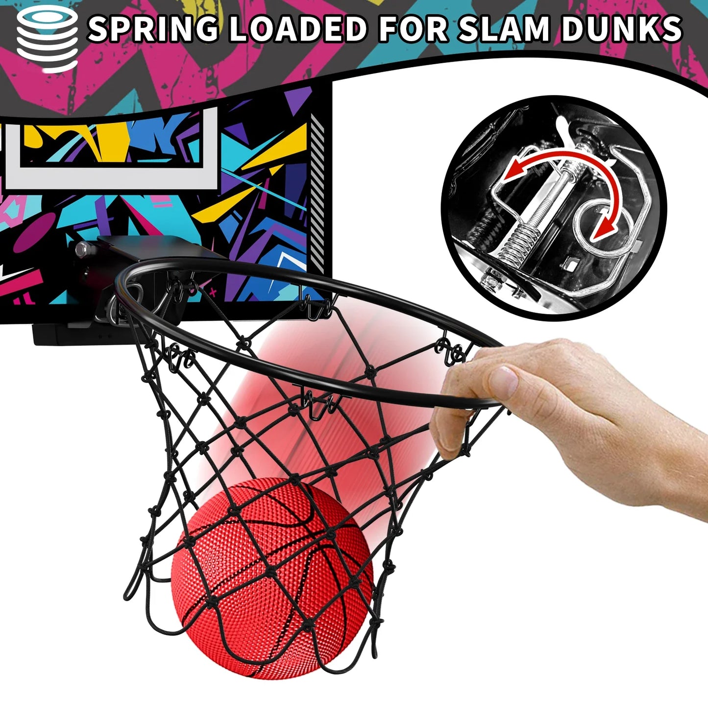 Indoor Outdoor Basketball Hoop for Kids, Mini Hoop with Scoreboard & 3 Balls, Basketball Toys Gifts for 3+ Year Old Boys Girls