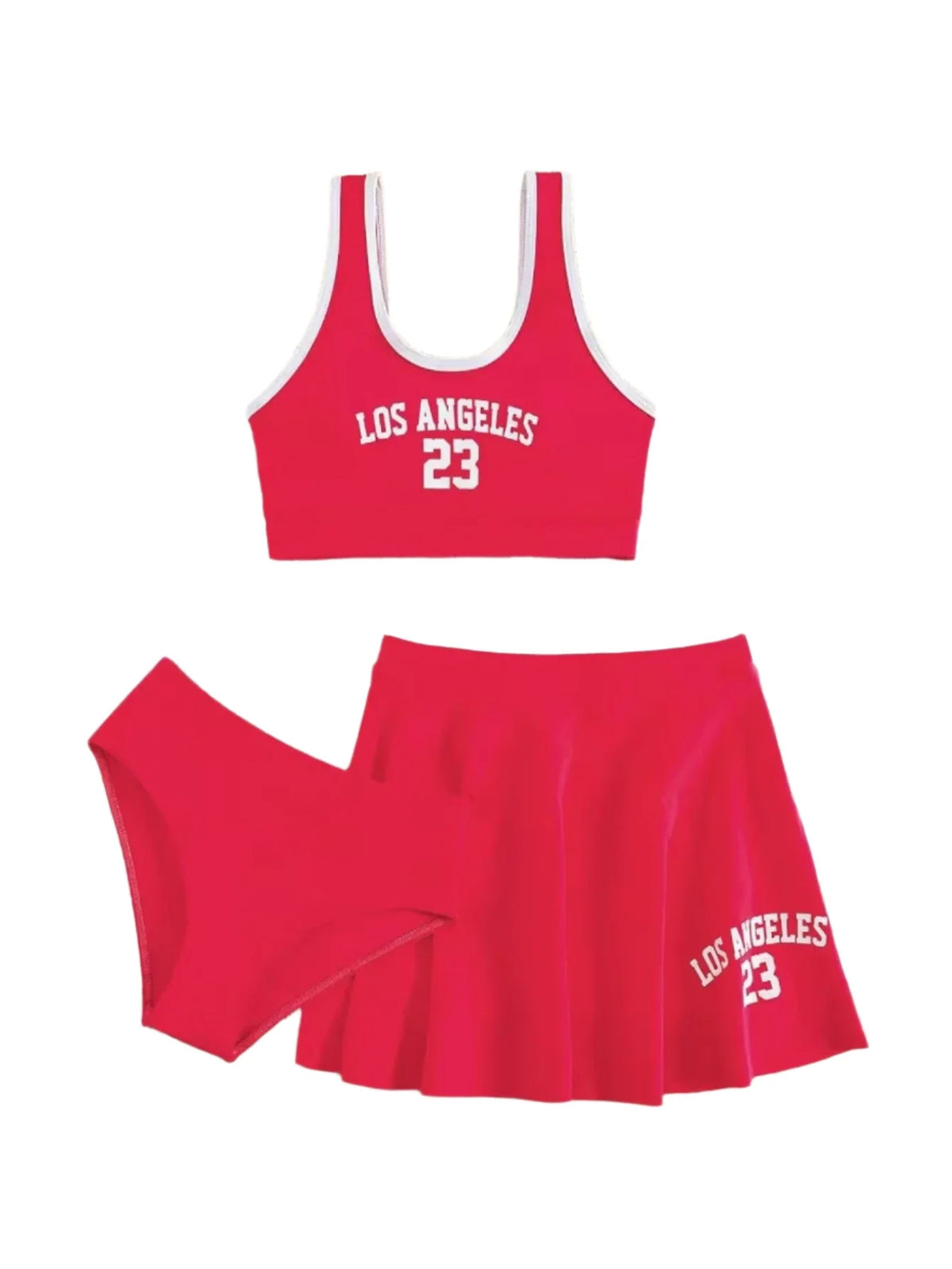 Cute Kids  Bikinis  Red Sets with Skirts