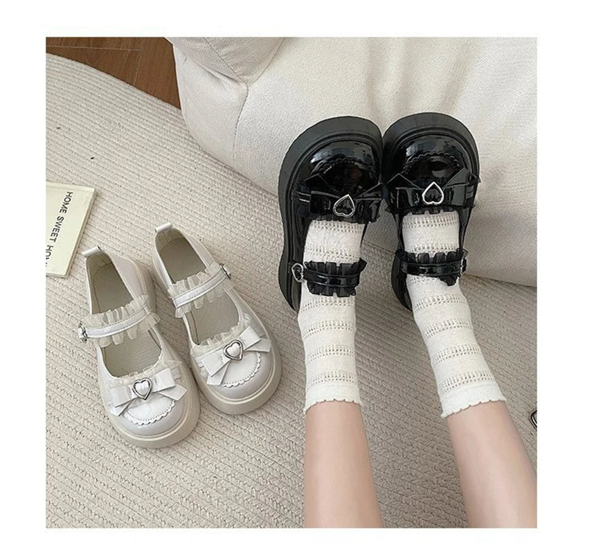 2025 Summer New School Girl JK Loafer Pumps Platform Shoes Japanese Style Lolita Y2K Kawaii Jirai Kei Fashion