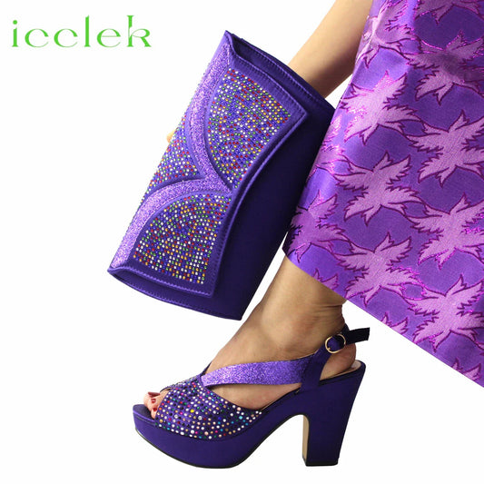 Nuevo conjunto de zapatos y bolso para mujer africana con diseño novedoso