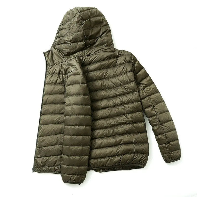 Men Solid Color Hooded Puffer Coat, Winter Lightweight Casual Outdoor Sports Warm Jacket for Male