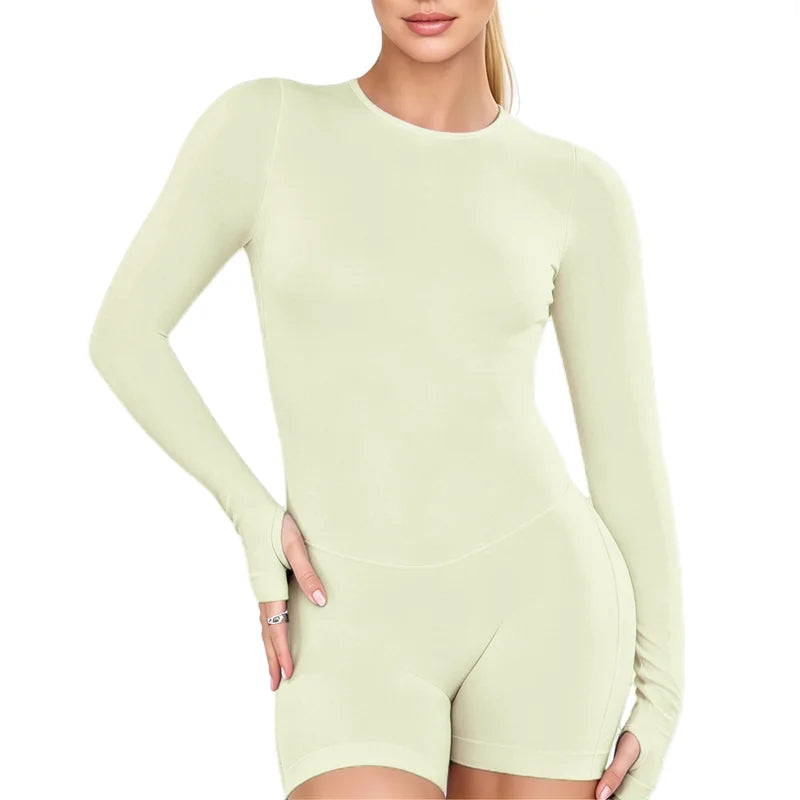 Women's Backless Long Sleeve Workout Jumpsuit