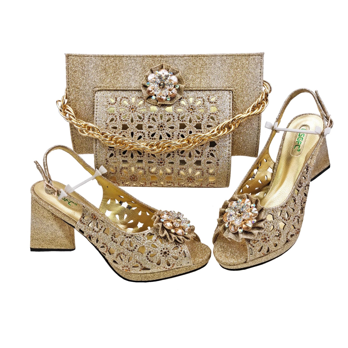 Conjuntos italianos de zapatos y bolsos para fiesta de noche HFV-25