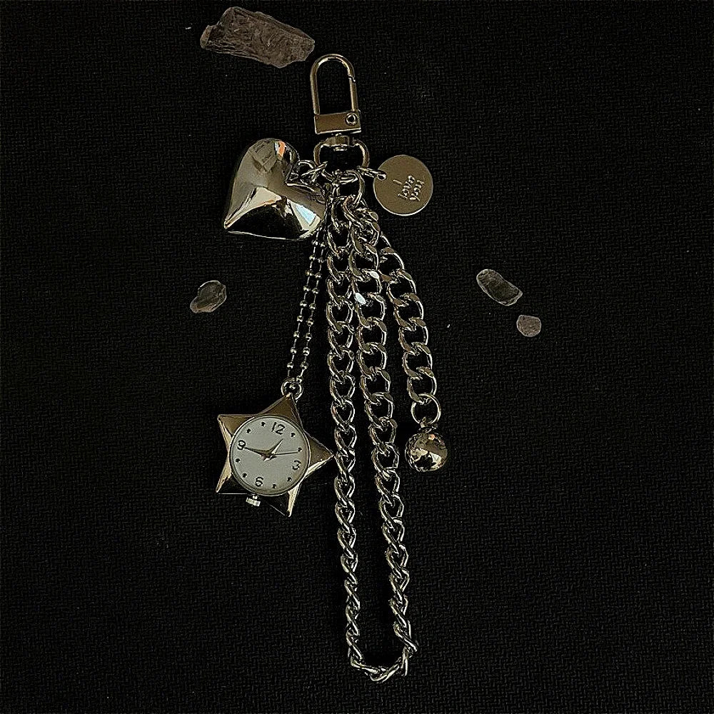 Original Hollow Heart Pocket Watch Chain Keychain Design Steampunk Clock Vintage Necklace Pendant Jewelry Watch Men Women Gift