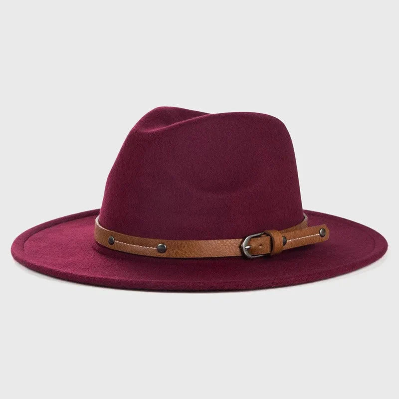 Sombrero Fedora de Lana Unisex – Sombrero de Fieltro de Ala Plana para Otoño e Invierno