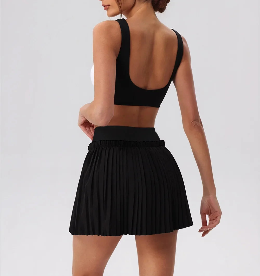 2026 Summer Tennis Short Skort Women Quick Drying High Waist and Abdominal Compression Lace Ruffles Yoga Golf Pleate Mini Skirt