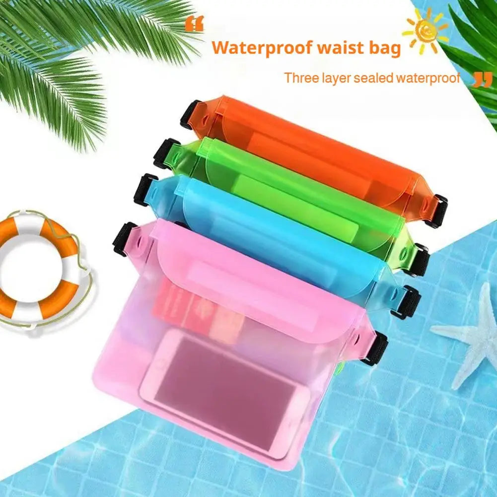 Swimming Waterproof Waist Bag Pack PVC Triple Sealed Beach Phone Case Outdoor Water Parties Watersports Drifting Diving Dry Bag