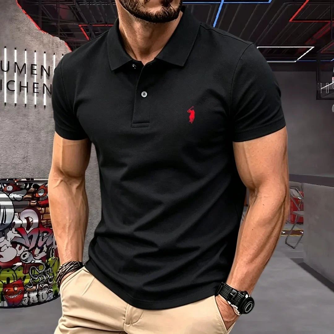 100% Pure Cotton High-End Brand Men's Short Sleeve Polo Shirt Summer
