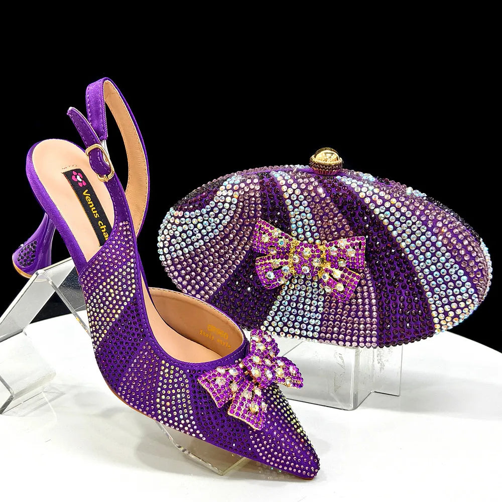 Doershow  African fashion Italian Shoes And Bag Sets For Evening Party With Stones coffee Italian Handbags Match Bags! Ho1-1