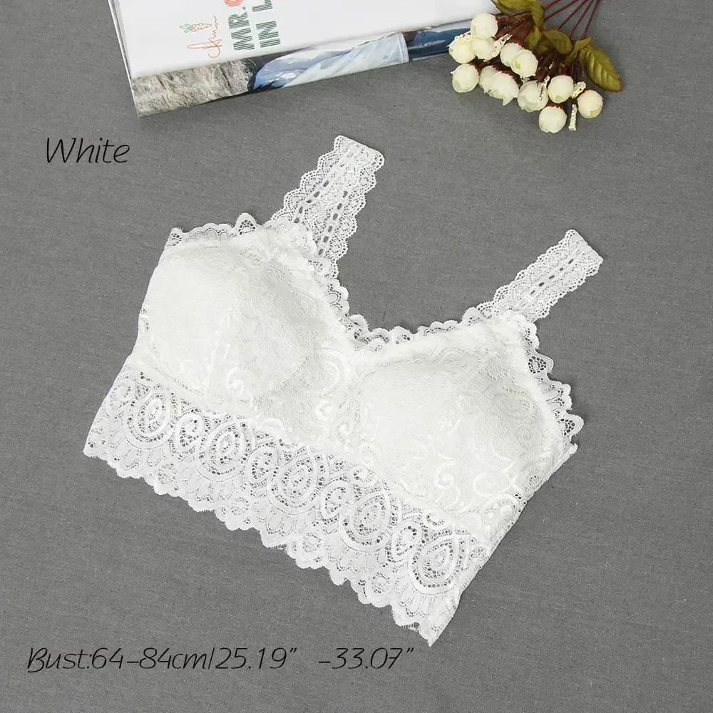 Nuevos tops de tirantes sexis de encaje floral con relleno para mujer, en blanco y negro, de algodón, con cuello en V, estilo chaleco de encaje a crochet informal