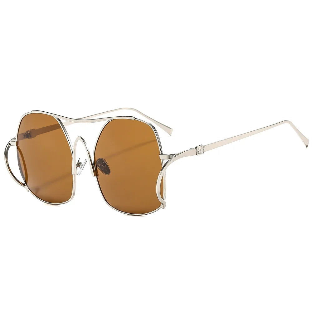 New Luxury Fashion Gradient Oval Women Sunglasses 2025 Personality Double Beam Frame Design Advanced All Match Men Glasses UV400