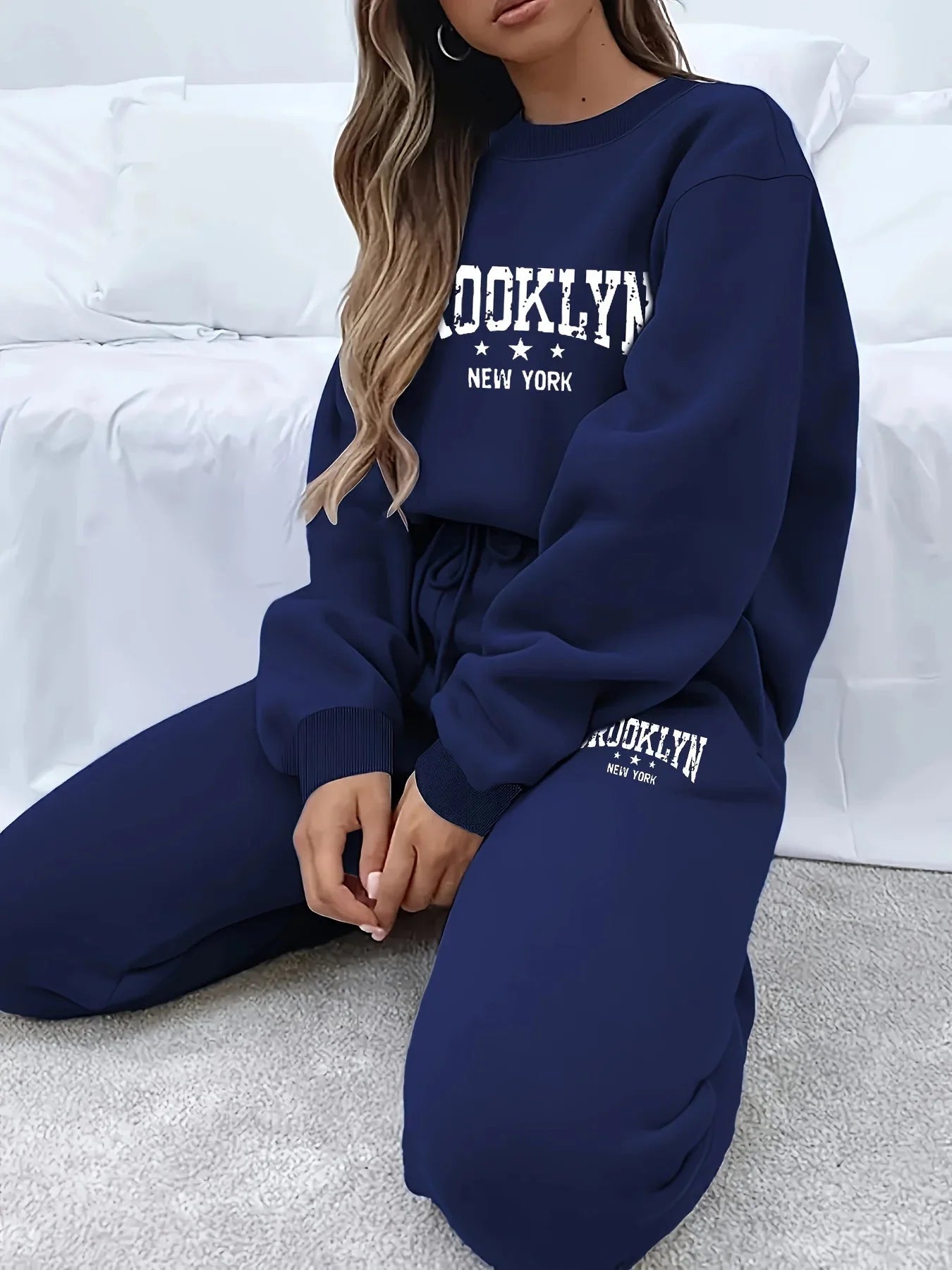 Conjunto de Sudadera con Capucha Afelpada y Pantalones para Mujer – Chándal de Invierno Acogedor