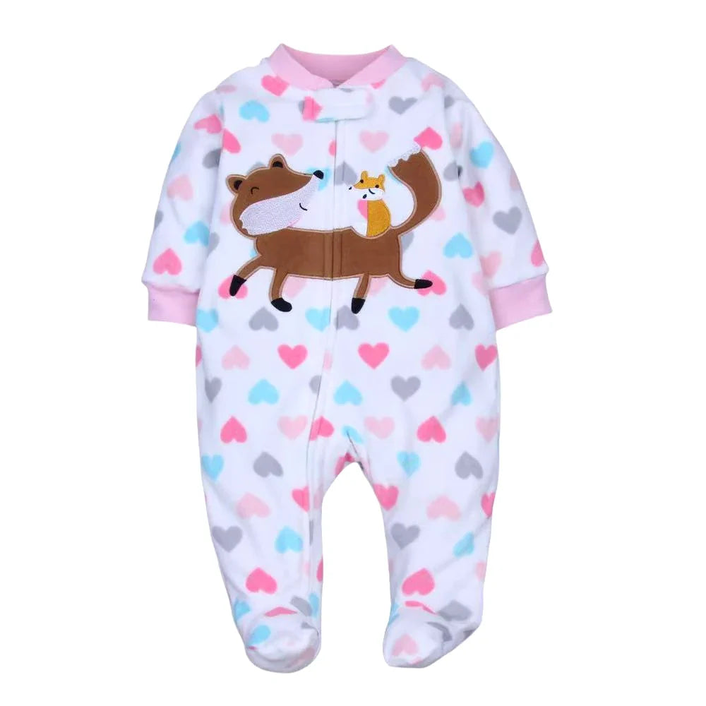 Newborn Baby Romper Spring Autumn Fleece Zipper Boy Girl Pajamas Outfit Animal Jumpsuit Infants Clothing 0 -12 Months