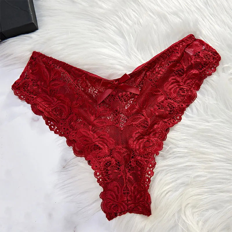 Sexy Women Lace Lingerie Set, Transparent Pink Lace Camisole & Panties Suit, Sexy Romantic Night V-Neck Temptation Hot Sleepwear